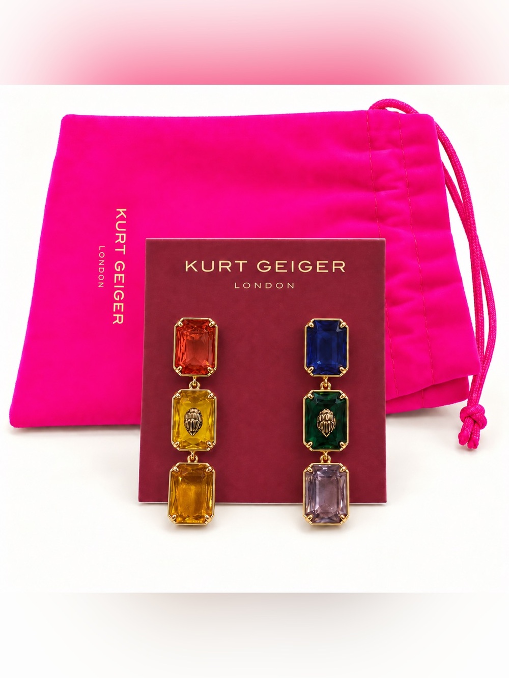 Kurt Geiger London Mismatched Multicolor Gem Drop Earrings